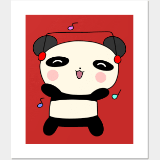 Dancing Headphones Panda Posters and Art